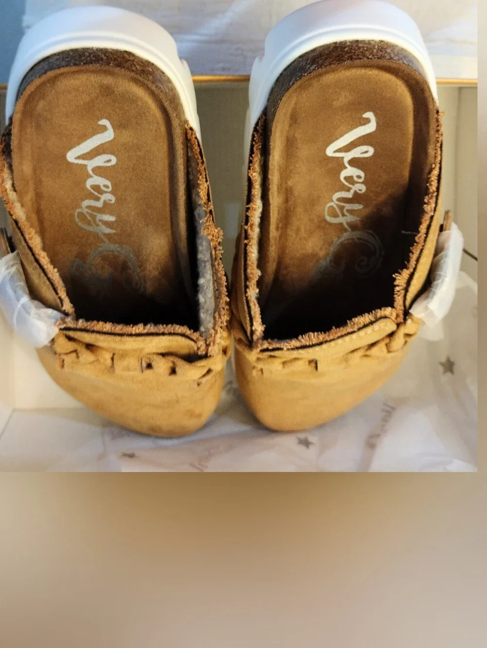 Women's Braided Suede Slip-On Clogs in Tan